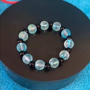 Elegant Black and Blue Beaded Bracelet